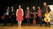 Ein abwechslungsreiches Konzertprogramm mit Werken vom Frühbarock bis in die Neuzeit präsentierten Klaus Wladar, Jean Lemaire, Nadja Nigg, Ursula Maurer, Monique Rosset, Raikan Eisenhut, Thomas Maurer (von links). (Bild: Esther Wyss)