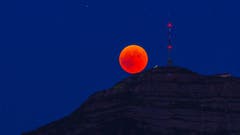 Die Rigi mit Blutmond. (Leserbild: Emanuel Niederhauser)