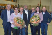 Der neue Berger Gemeinderat: Präsident Thomas Bitschnau, Margrit Streckeisen, Markus Kressibucher, Beat Keller, Daniel Schenk, Kristy Keller und Robert Schneider. (Bild: Mario Testa)