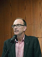 An seiner zweitletzten Kirchgemeindeversammlung: Präsident Lukas Leutenegger. (Bild: Mathias Frei)