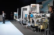 Eine Digitaldruckmaschine, die Gallus im Jahr 2014 als Weltneuheit präsentiert hat. (Bild: Ralph Ribi / St.Gallen, 22. September 2014)