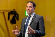 Christian Mumenthaler Gruppen-CEO der Swiss Re während der Bilanzmedienkonferenz der Swiss Reinsurance Company Ltd (Swiss Re) in Zürich. (Bild: Nick Soland/PPR, 3. August 2018)