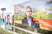 Wahlplakate in Steckborn: «Die Steckborner können sich einen Pfarrer nicht als Stadtpräsidenten vorstellen», sagt Andreas Gäumann. (Bild: Andrea Stalder)