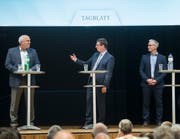 Georges Gladig, Norbert Näf und Oliver Gröble am "Tagblatt"-Podium. (Bild: Ralph Ribi)