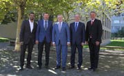 Der Emmer Gemeinderat in seiner neuen Zusammensetzung (von links): Brahim Aakti, Josef Schmidli, Rolf Born, Thomas Lehmann und Patrick Schnellmann. (Bild: PD (Emmen, 26. September 2018))