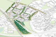 Wil West ist sowohl für die Region als auch für den Kanton St. Gallen aktuell das grösste Entwicklungsgebiet. (Visualisierung: PD)