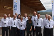 Das OK der Toggenburger Messe ist das gleiche wie schon für die Austragung im Jahr 2016. Auch die Moderatorin Michelle Porchet (Bildmitte) ist wieder dabei. (Bild: Ruben Schönenberger)