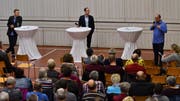 Thomas Schnyder (l.) und Raphael Rechsteiner (r.) stellten sich den Fragen von Podiumsleiter Philipp Gemperle. (Bilder: Manuel Nagel)
