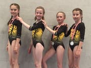 Die erfolgreichen K3-Turnerinnen; von links: Sara Droese, Valeria Gamma, Livia Arnold und Silja Arnold. (Bild: PD)