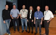 Die Präsidenten aller Werdenberger Gewerbevereine freuen sich über das Ja ihrer Mitglieder zur Beteiligung an der Wiga: Von links Reto Walter (Sennwald), Michael Giger (Sevelen), Päuli Kohler (Grabs), Susanne Schulz (Gams), Rolf Hobi (Wartau) und Rolf Pfeiffer (Buchs). (Bild: Thomas Schwizer)
