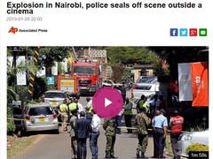 Am 26. Januar 2019 explodierte eine Bombe vor einem Kino in Nairobi. Wenige hundert Meter neben dem Wohnort von Anna Lemmenmeier und ihrer Familie. (Bild: Screenshot AP)