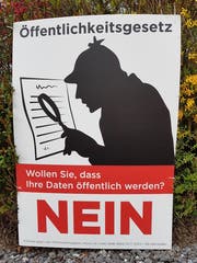 Ein Plakat des Gegenkomitees befremdet die Befürworter des Öffentlichkeitsprinzips. (Bild: Twitter)