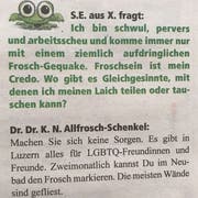 Der besagte Eintrag im «Knallfrosch». (Bild: PD)