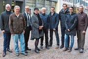 Die Weihnachtsmarkt-Macher: Adrian Rüedi, Beat Wyss, Reto Inauen, Beate Enz-Kraus, Köbi Schmid, OK-Präsident Simon Biegger, Kevin Götz, Sarah Lüchinger und Paul Koch. (Bild: Rahel Haag)