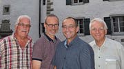 Haben die Stiftung Turmhof auf Kurs gebracht: Heinz Kasper (Finanzen), Felix Lieberherr (Kultur), Stiftungspräsident Roger Forrer und Max Arnold, Baukommissionspräsident. (Bild: Margrith Pfister-Kübler)