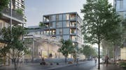 Blick ins Qube-Quartier – so der Name des Projekts –, wie es dereinst aussehen könnte. (Visualisierung: Migros Luzern)