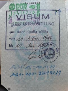 Das Visum vom 11. November 1989, das ihr erlaubte, in den Westen zu reisen. (Bild: Zur Verfügung gestellt)
