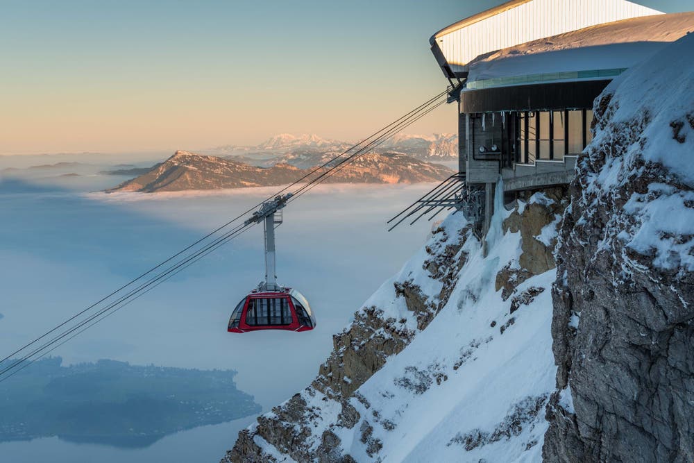 Dragon-Ride-Fahrt in der Abendstimmung (Bild: Marco Rinaldo (Pilatus, 14. Januar 2018))