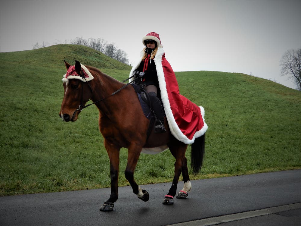 Hoch zu Pferd am Weihnachtstag: Was für eine wunderschöne Begegnung. (Bild: Margrith Imhof-Röthlin (Meggen, 25. Dezember 2018))