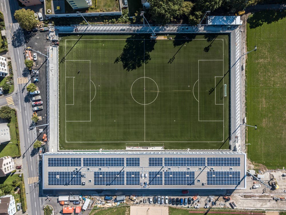 Die neue Heimstätte des SC Kriens aus der Luft, fotografiert mit einer Drohne aus rund 150 Metern. Bild: Pius Amrein, 26. September 2018