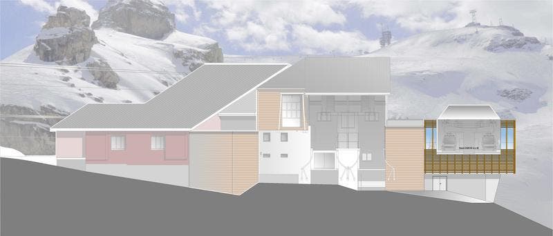 Visualisierung der Bergstation der neuen Gondelbahn Engelberg-Stand. (Bild: Visualisierung PD)