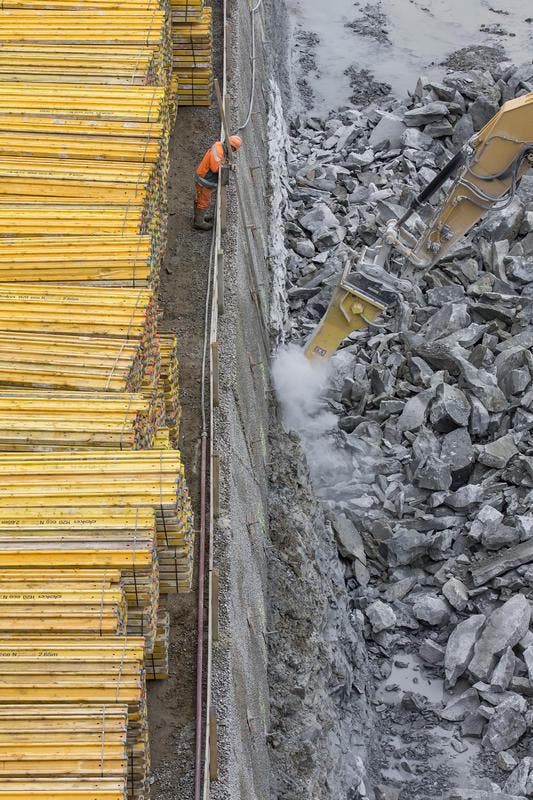 17. Februar 2016: Ein Blick in die Baustelle der «Mall of Switzerland» in Ebikon. (Bild: Keystone)