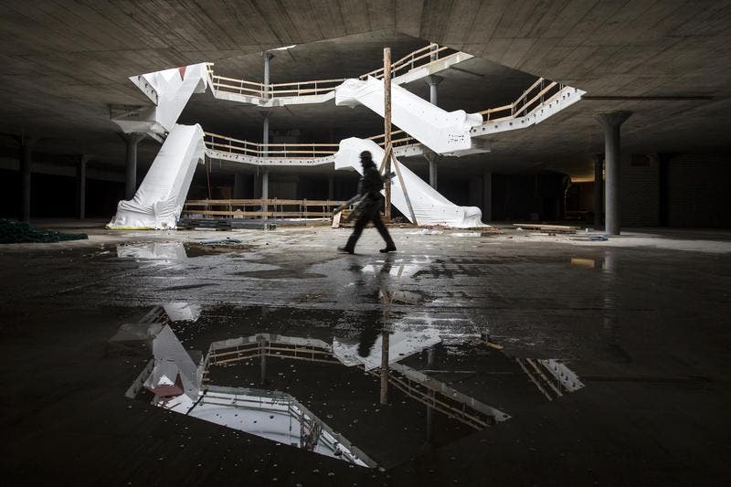 17. Februar 2016: Ein Blick in die Baustelle der «Mall of Switzerland» in Ebikon. (Bild: Keystone)