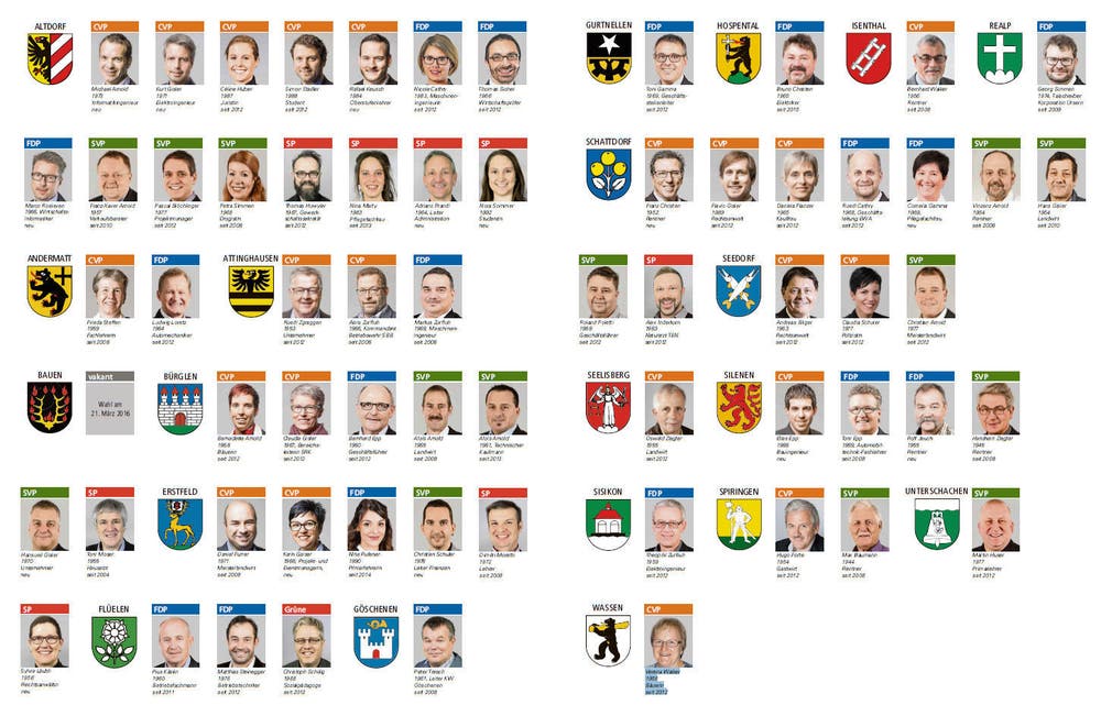 Diese 63 Personen politisieren ab Juni 2016 im Urner Landrat: (Bild: Neue UZ)