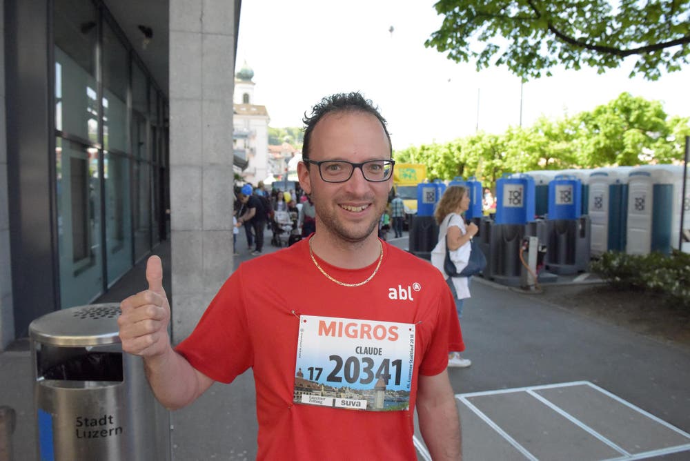 Claude Blum, Stadt Luzern, Startnummer 20 341, zum 41. Stadtlauf: «Ich starte heute zwei Mal. Einmal mit der Familie und einmal mit der Firma. Die Vorfreude ist riesig.» (Bild: LZ)
