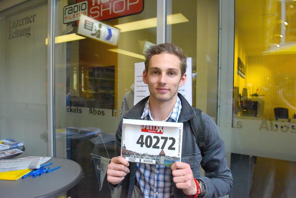 Nayan Erni, Horw, Startnummer 40 272, zum 41. Stadtlauf: «Es ist eine super Veranstaltung, die ich sehr gerne besuche. Ich gehe mit dem Geschäft, was auch gut für den Teamspirit ist.» (Bild: LZ)
