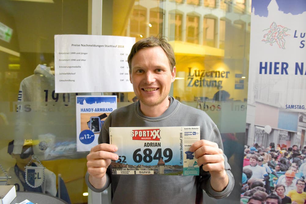 Adrian Bieri, Willisau, Startnummer 6849, zum 41. Stadtlauf: «Mein Bruder hat mich provoziert. Er sagte, dass er schneller sei als ich. Nun beweise ich ihm das Gegenteil.» (Bild: LZ)