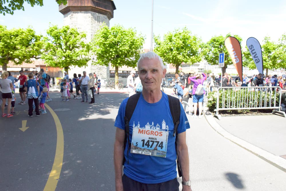 Marcel Buchmann, Hochdorf, Startnummer 14 774, zum 41. Stadtlauf: «Ich bin nun schon zum 10. Mal am Start hier in Luzern. Für mich ist das Mitmachen das Wichtigste. Ich gehe auch gerne privat joggen.» (Bild: LZ)