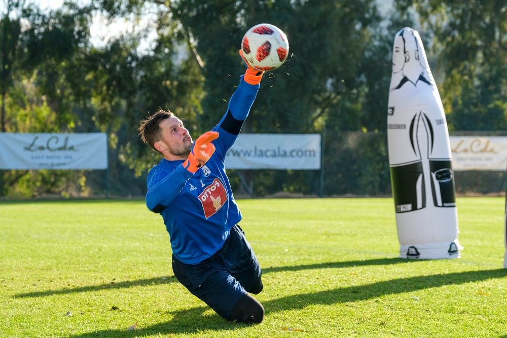 Torhüter David Zibung im Training. (Bild: Martin Meienberger/Freshfocus (Marbella, 12. Januar 2019))