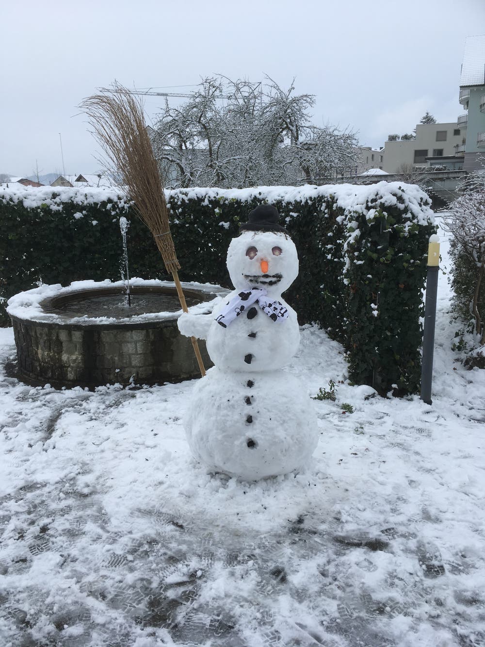 Schneemann auf Restaurantbesuch. (Bild: Esther Kaufmann (Egolzwil, 5. Januar 2019))