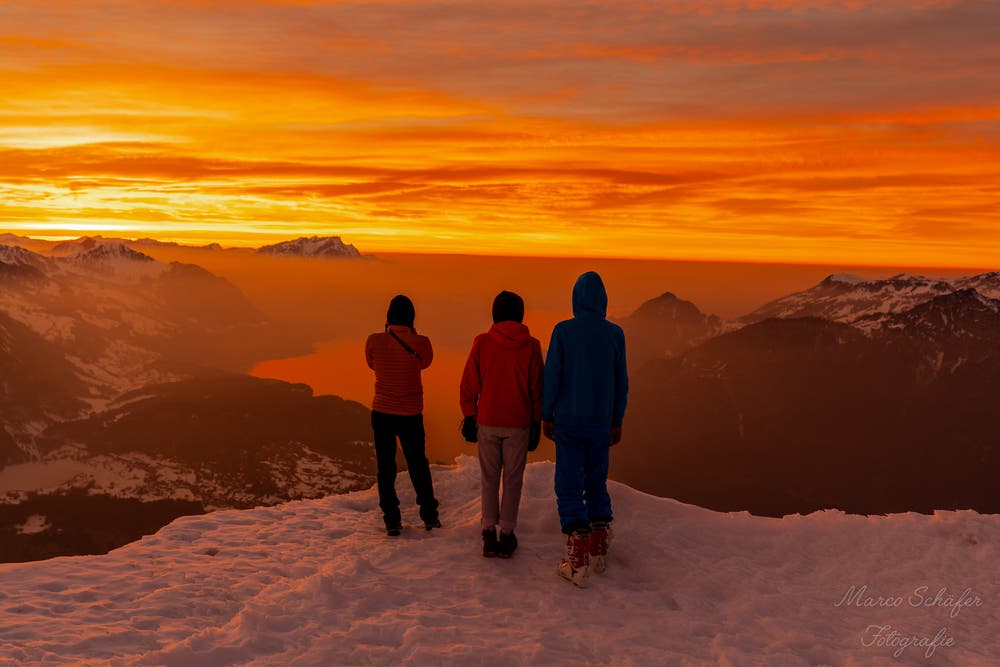 Sonnenuntergang auf dem Fronalpstock. (Bild: Marco Schäfer, 24. Februar 2019)