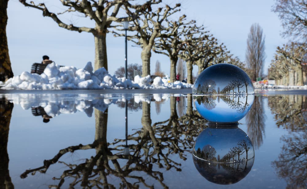 Spiegelungen am Zugersee-Ufer. (Bild: Daniel Hegglin (Zug, 8. Februar 2019))
