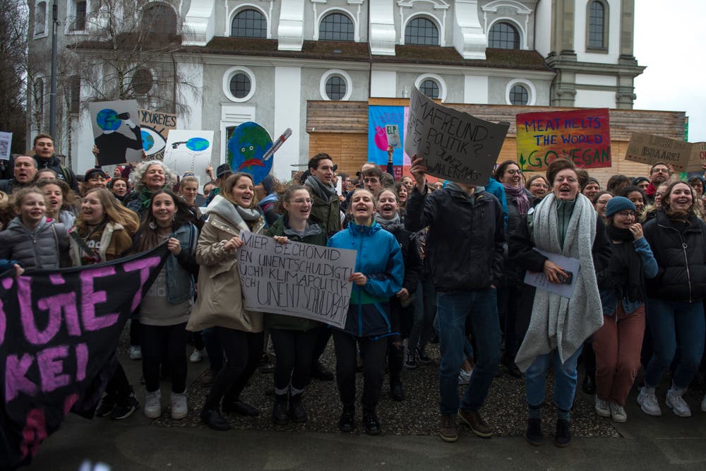 Demonstration gegen den Klimawandel in der Stadt Luzern. (Bild: Dominik Wunderli, Luzern, 15. März 2019)