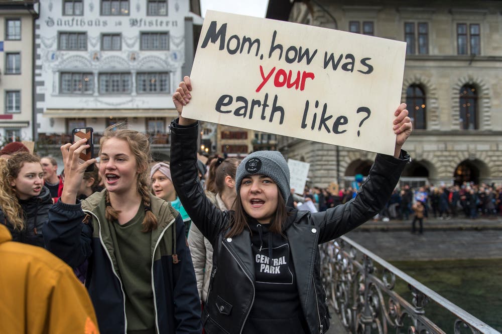 Demonstration gegen den Klimawandel in der Stadt Luzern. (Bild: Dominik Wunderli, Luzern, 15. März 2019)
