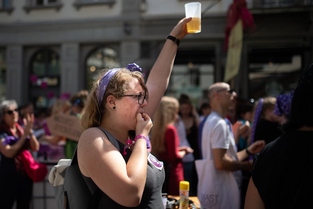 Frauenstreik in St.Gallen. (Bild: Benjamin Manser)