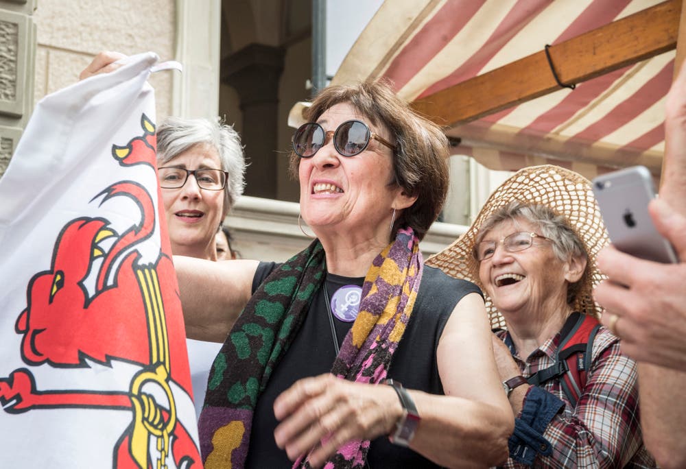 Frauenstreiktag vor dem Regierungsgebäude Frauenfeld. (Bild: Andrea Stalder)