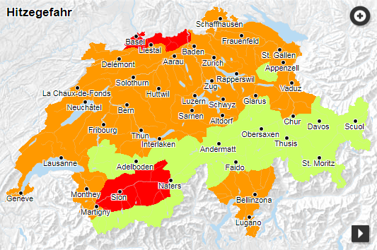 Die aktuelle Naturgefahrensituation in der Schweiz (Bild: Bundesamt für Umwelt)
