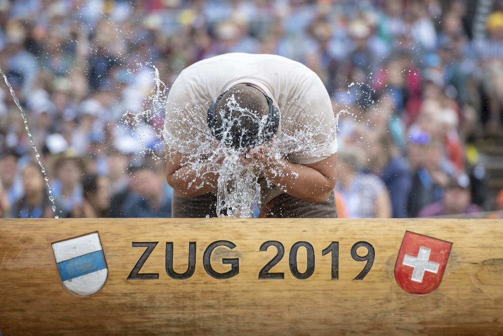 Nick Alpiger im 1. Gang. (Bild: KEYSTONE/Urs Flüeler, Zug, 24. August 2019)