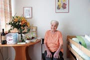 Margaritha Zoller, die älteste Einwohnerin von Au, kurz nach ihrem 100. Geburtstag. (Bild: Benjamin Schmid)