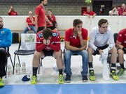 Enttäuschte Gesichter: Pfadi Winterthur kassiert die zweite Niederlage (Bild: KEYSTONE/MELANIE DUCHENE)