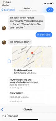 Eine Unterhaltung, aber nur fast. Chat mit «Gallus» über den Facebook-Messenger. (Bild: Screenshot)