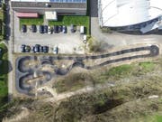 Luftbild des Pumptracks Münchwilen kurz vor seiner Einweihung im April 2017. (Bild: Olaf Kühne)