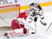 Ambris Marco Müller scheitert diesmal an Lausanne-Hüter Luca Bolthauser (Bild: KEYSTONE/LAURENT GILLIERON)