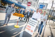 Patrick Soller, Roger Cotting, Andreas Haueter, Urban Ruckstuhl, Alf Bischoff, Werner Meister und Silvia Cornel von Gewerbe Kreuzlingen wollen nicht tatenlos zuschauen. (Bild: Andrea Stalder)