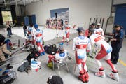Die Schweizer Skirennfahrerinnen und Skirennfahrer während eines Fototermins von Swiss Ski bei Brack.ch in Willisau. (Bild: Urs Flüeler/Keystone (24. September 2018))