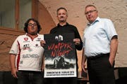Andy Hafner von der Expofair AG, Stefan Hafner von der Event-Time GmbH und Remo Santschi, Gastgeber im «Wartensee». (Bild: Res Lerch)